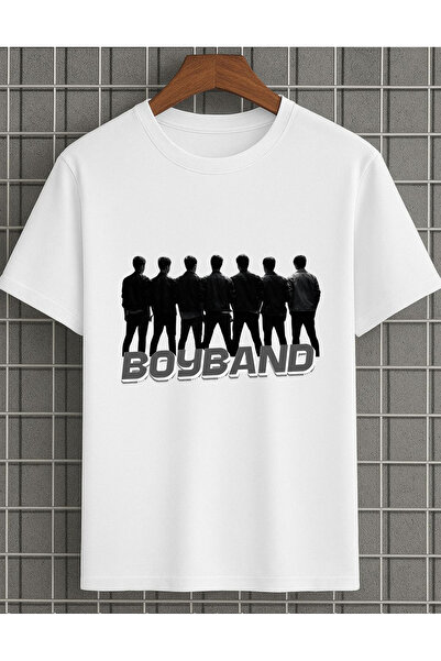 lovver Tricou alb-negru din bumbac cu imprimeu premium, cu design personaliza...