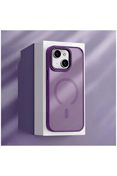 Zebana Apple iPhone 14 Plus Uyumlu Kılıf Aura M-safe Silikon Kılıf Mor