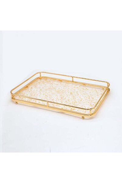 Generic Rectangular Acrylic Serving Tray with Gold Frame