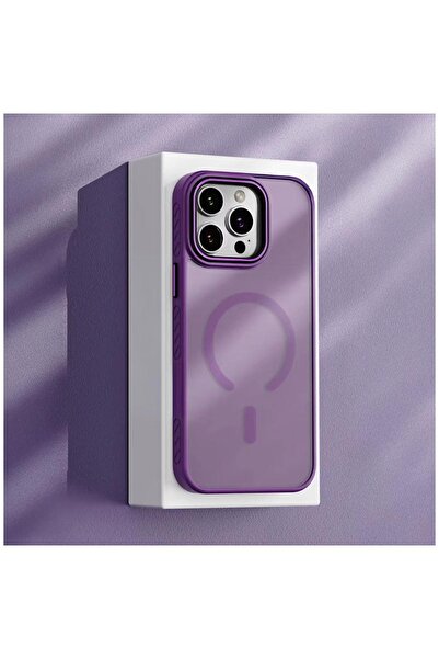 Zebana Apple iPhone 13 Pro Max Uyumlu Kılıf Aura M-safe Silikon Kılıf Mor
