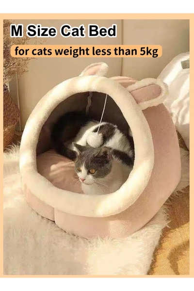 YANCI M-Size Cat Bed Nest Plush Cat Tent Semi-Closed Cat House Cave with Toy ...