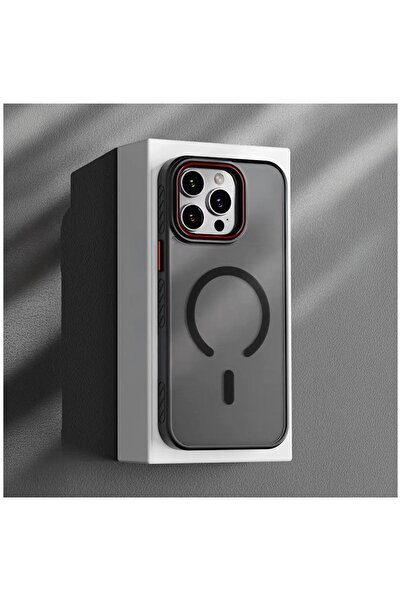 Zebana Apple iPhone 13 Pro Max Uyumlu Kılıf Aura M-safe Silikon Kılıf Siyah