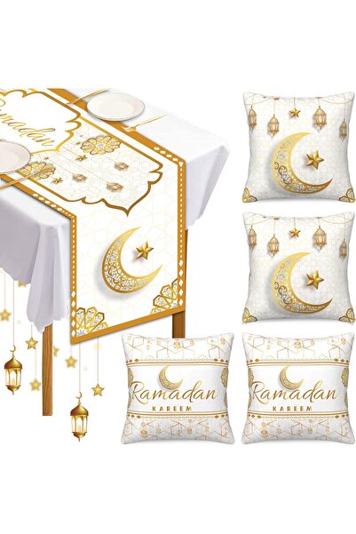Yoawllty Ramadan Table Cover Set with 4 Cushion Covers