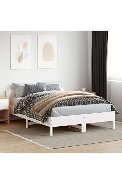 vidaxl Bed Frame without Mattress White 160x200 cm Solid Wood Pine