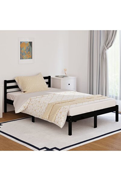 vidaxl Bed Frame without Mattress Solid Wood Pine 120x200cm Black