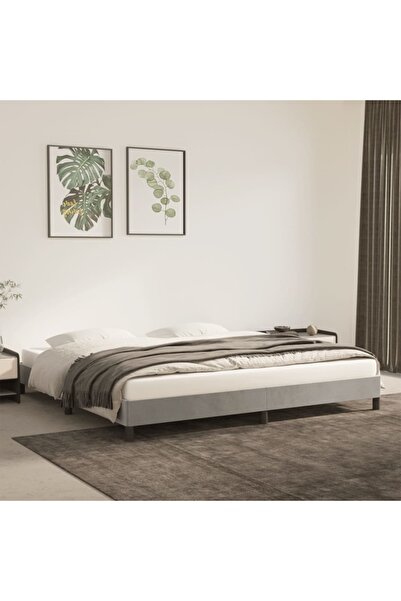 vidaxl Bed Frame without Mattress Light Grey 200x200 cm Velvet