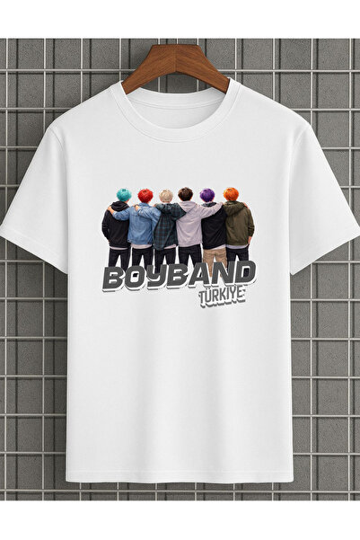 lovver Tricou alb-negru din bumbac cu imprimeu premium, cu design personaliza...