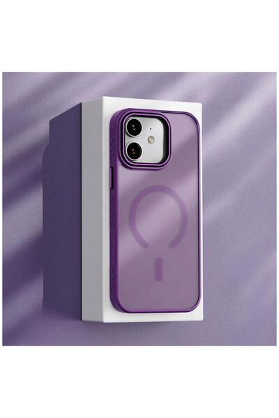 Zebana Apple iPhone 12 Uyumlu Kılıf Aura M-safe Silikon Kılıf Mor