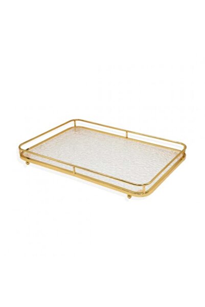 Generic Rectangular Acrylic Serving Tray with Golden Frame 45*30 cm