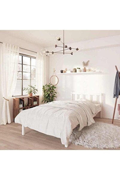 vidaxl 810068 Bed Frame without Mattress White Solid Wood 90x200 cm