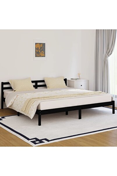 vidaxl Bed Frame without Mattress Solid Wood Pine 200x200cm Black