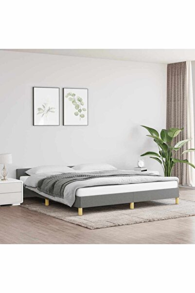 vidaxl Bed Frame without Mattress Dark Grey 180x200 cm Super King Fabric