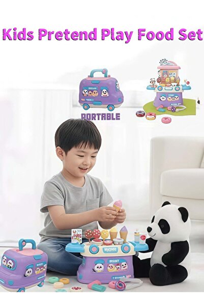 Generic Children's Role-Playing Food Set – Mini Ice Cream and Dessert Shop with Portable Storage Case