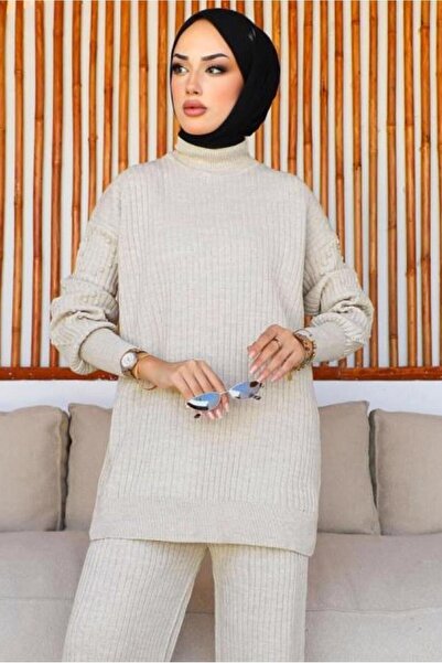 TRENDTESETTÜR KADIN BEJ (TAŞ) TRİKO TUNİK T 8116-1