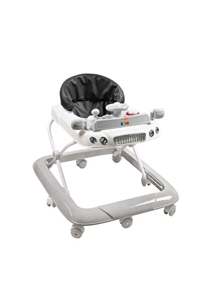 Kiko Leather Seat Baby Walker with Toys, Grey