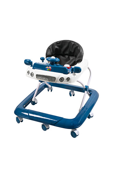 Kiko Leather Seat Baby Walker with Toys, Blue