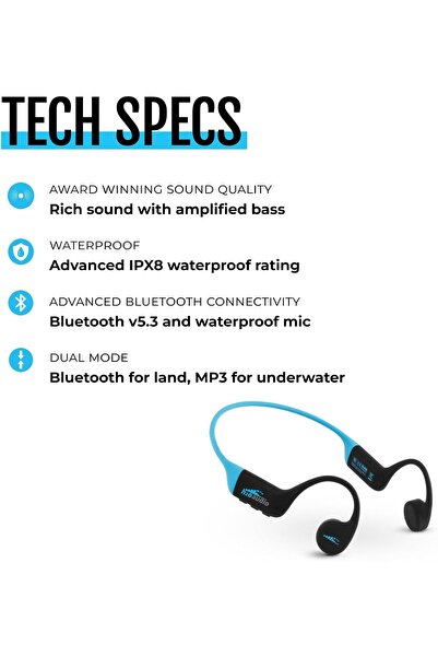 H2O Audio TRI 2 Multisport Waterproof Bone Conduction Open Ear Headphones