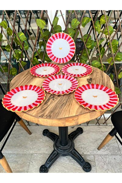 GÜRCÜGLASS Pink Butterfly Serving Plate