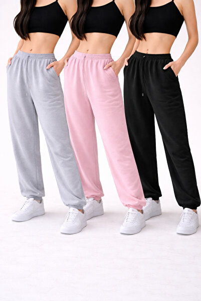 pandy 3-pack Ψηλόμεσο Χειμερινό Φούτερ Unisex με ελαστικά πόδια