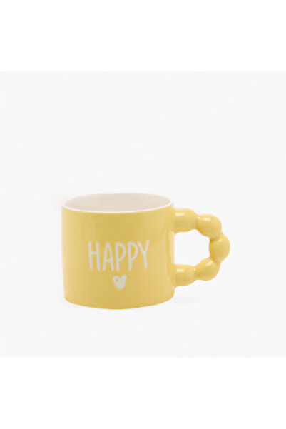 Lifestyle Happy Print New Bone China Mug with Bubble Handle - 330 ml