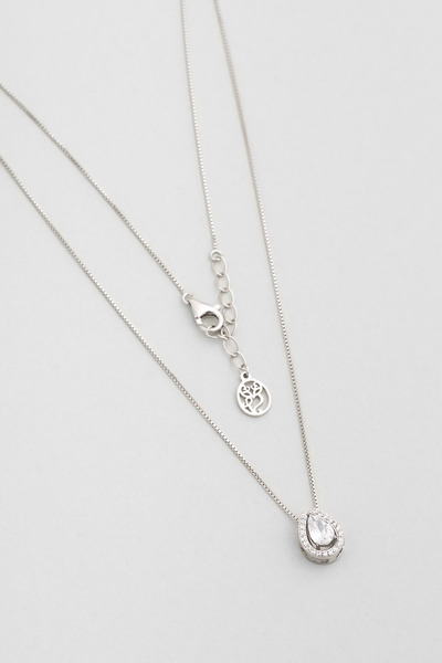 So CHIC... Zarif Damla 18 Ayar Beyaz Altın Kaplama 45 Cm Gümüş Kolye