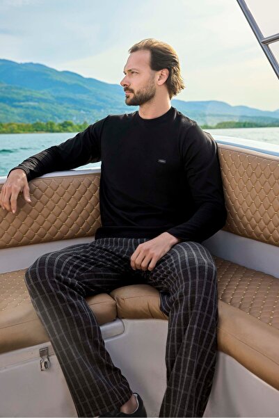 Aydoğan Jacquard Men's Plaid Bottom Pajama Set -3449-