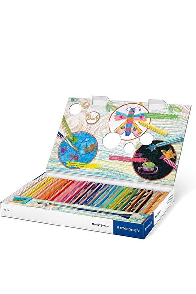 Staedtler Creioane colorate 3 in 1 + ascutitoare si pensula, Noris Junior, 18...