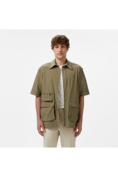 Lacoste Erkek Relaxed Fit Kısa Kollu Haki Gömlek