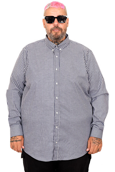 ModeXL Fashion XL Plus Size Men's Satin Striped Shirt 20399