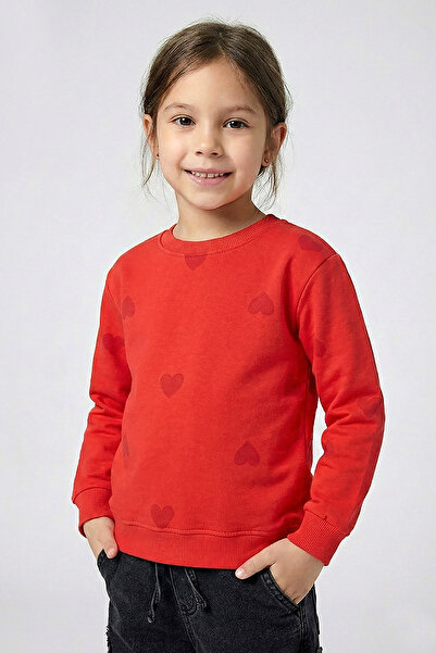 Dmb Girl's Heart Patterned Basic Sweat