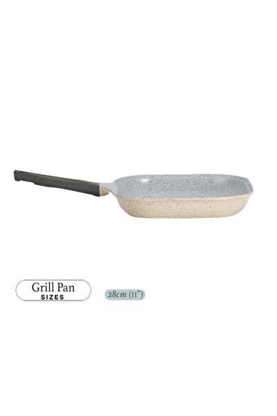 Lahoya Beige Marble 28cm Grill Pan Nonstick Granite Pan for Healthy Grilling