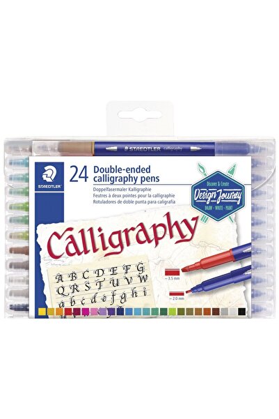 Staedtler Marker caligrafic Design Journey Calligraphy, 2 capete, 24 culori/set
