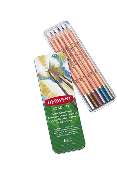 Derwent Set of 6 watercolor pencils, metallic colors, Academy