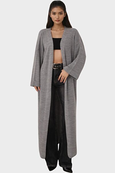 Trend Alaçatı Stili Women's grey maxi basic knit dress hıca alc-x14823