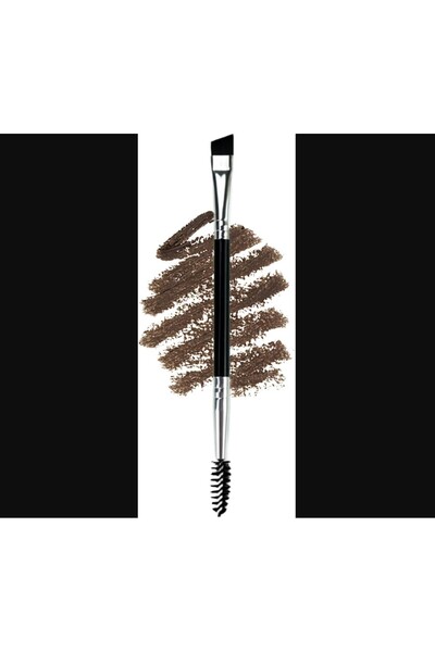 LA PERLA TECH Dual-Ended Eyebrow Spoolie Brushes, Black and Silver, Synthetic Bristles, 15.2cm Length, 1 pics
