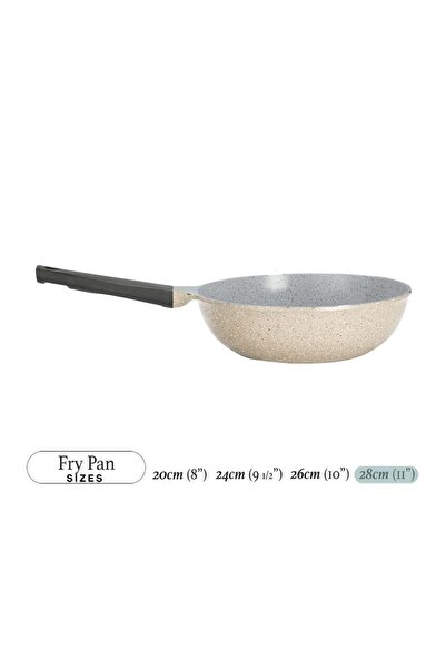 badreig Lahoya Beige Marble 28cm Wok Deep Nonstick Pan for Stir-Fry & Daily C...