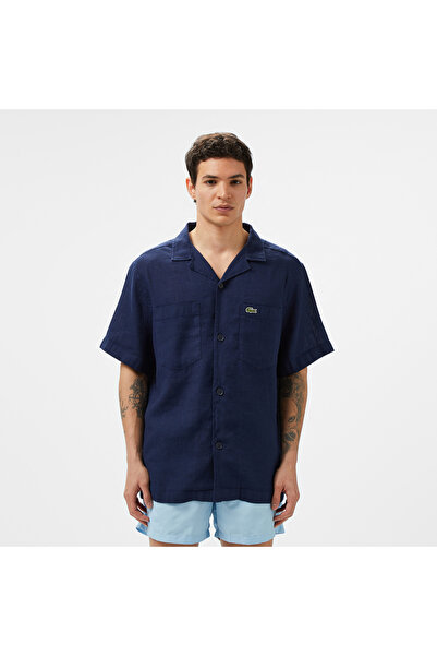 Lacoste Erkek Relaxed Fit Kısa Kollu Lacivert Gömlek