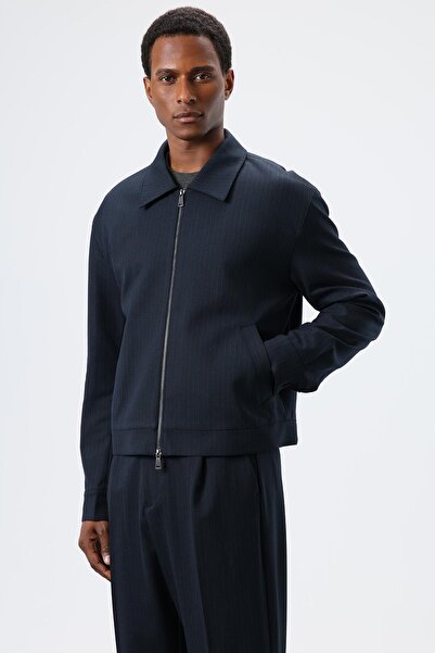 Antioch Navy Blue Striped Transitional Men's Coat