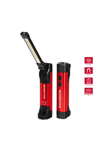 İzeltaş Profesyonel Katlanabilir El Lambası | 400 LM COB LED - Manyetik Taban...