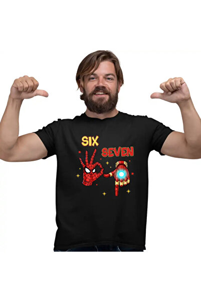 OEM Men's T-Shirt Six Seven Spiderman Ironman 67 Marvel Superhero