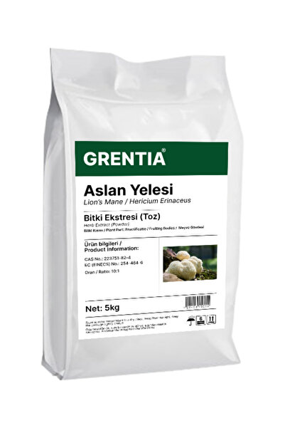 Grentia Lion’s Mane / Aslan Yelesi Mantarı Toz Ekstresi / Toz Ekstraktı 5 kg ...