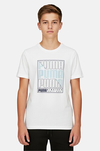 Puma Kids Boy Crew Neck Short Sleeve Outdoor T-shirt, White