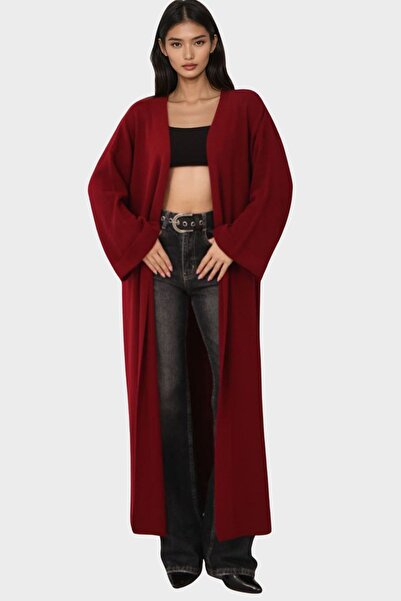 Trend Alaçatı Stili Women's Burgundy Maxi Length Basic Knitwear Hıka Alc-X14823