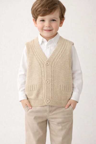 ZMODA SOFT Triko Düğmeli Çocuk Yelek Children's Buttoned Knit Vest