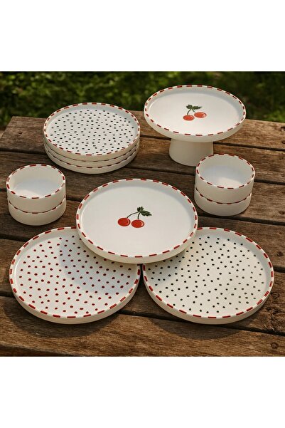 Kitchen Life 11 Piece Cherry Stackable Breakfast Set for 6 - Cherry Breakfast...