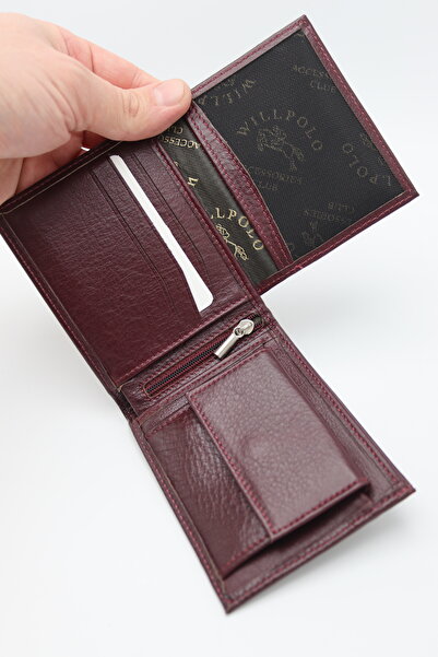 willpolo Genuine Leather Women's and Men's Burgundy Wallets and Card Holder V...