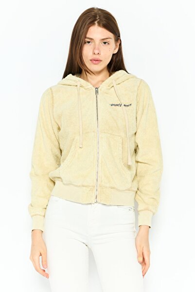 Diesel Women Hooded Towel Long Sleeve Sweatshirt, Beige