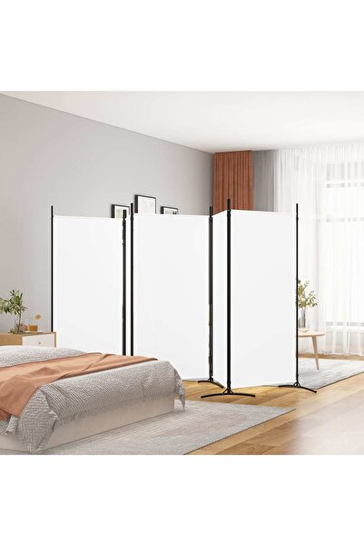 vidaxl 5-Panel Room Divider White 433x180 cm Fabric