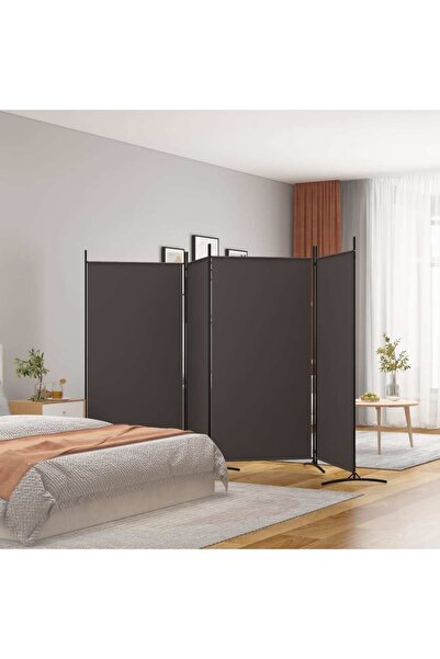 vidaxl 4-Panel Room Divider Brown 346x180 cm Fabric