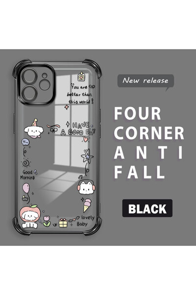 ucuc حافظة حماية من السيليكون الشفاف المتوافقة مع هاتف iPhone 12 بنمط إبداعي